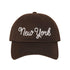 Brown New York Chain Stitch Baseball Hat – A bold, embroidered cap with a sleek, minimalist design, perfect for repping NYC in style – DSY Lifestyle