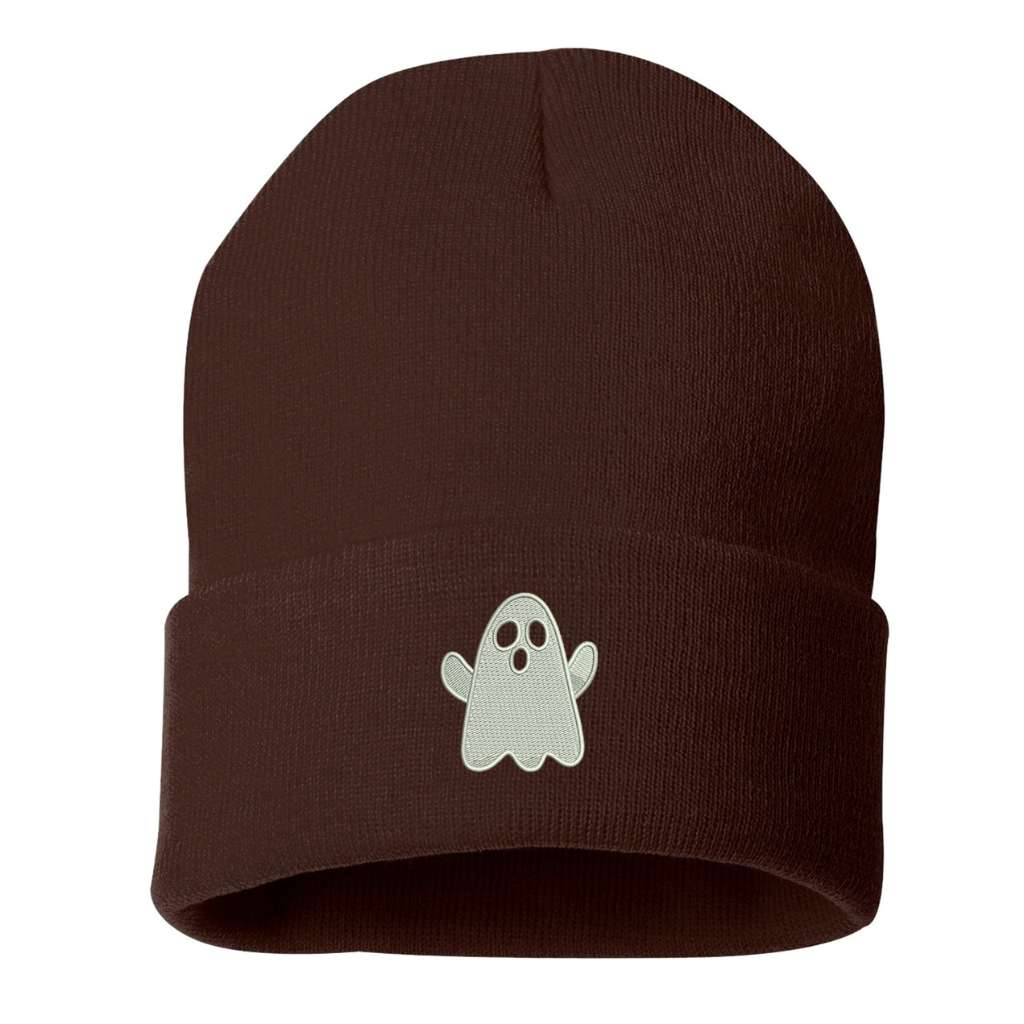 Brown beanie embroidered with a nice ghost - DSY Lifestyle