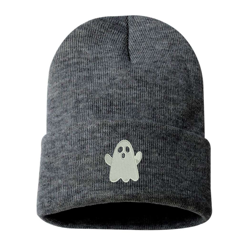 Heather Gray beanie embroidered with a nice ghost - DSY Lifestyle