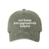 Olive Green Not Bossy Just Aggressively Helpful Washed Statement Baseball Hat – a washed, relaxed-fit statement cap designed for everyday comfort and real-life moods. Trendy, adjustable, and effortlessly stylish. - DSY Lifestyle