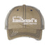 Khaki On My Husband’s Last Nerve Distressed Trucker Hat. This premium vintage-style cap is the perfect gift for the unapologetically bold, featuring a breathable mesh back and custom embroidery. - DSY Lifestyle