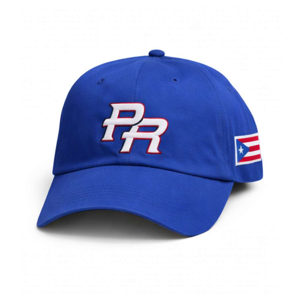 Royal Blue cap with PR  3D embroidery and Puerto Rican flag on the side embroidered by DSY Lifestyle