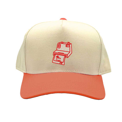 Natural Texas Orange DTMF Camera Puerto Rico 5 Panel Spring Baseball Hat – A sleek, embroidered cap with a retro camera design, inspired by Puerto Rican culture – DSY Lifestyle