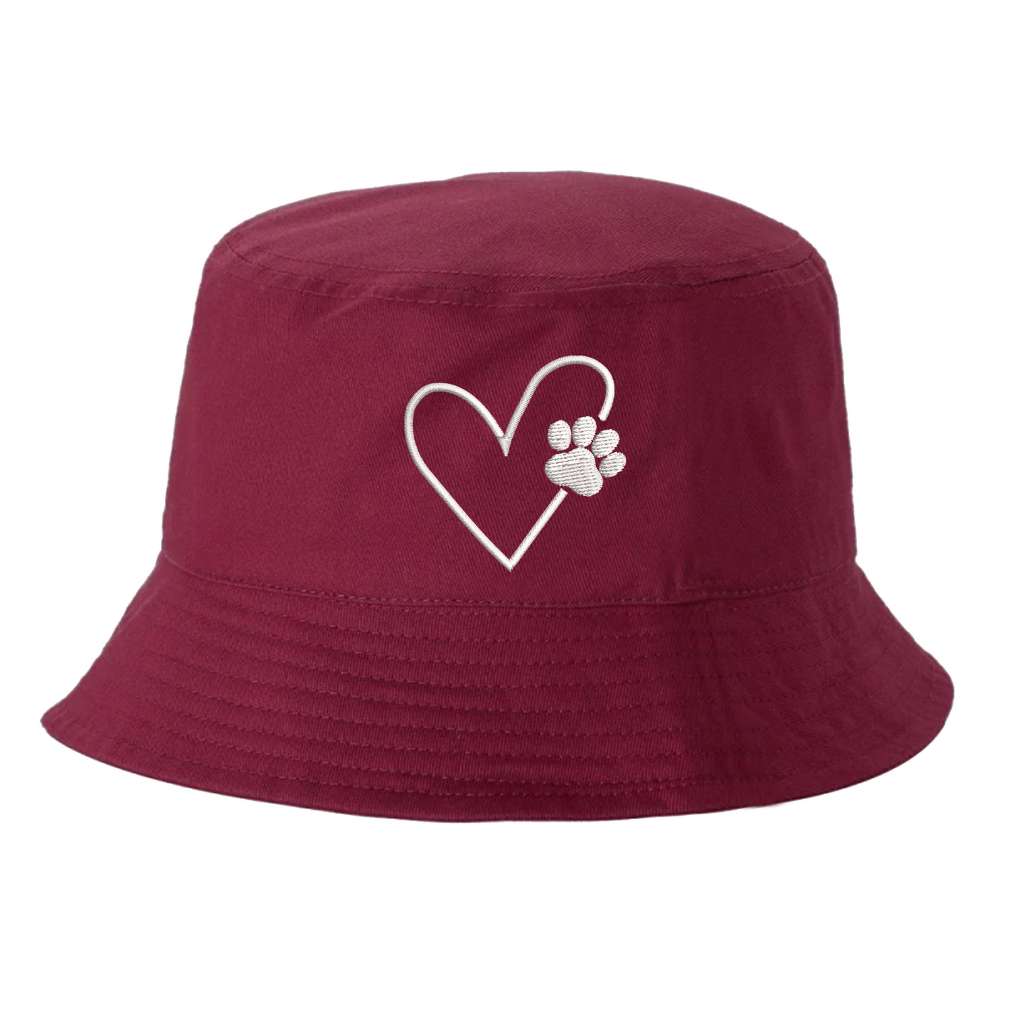 Dog Paw Heart Bucket Hat