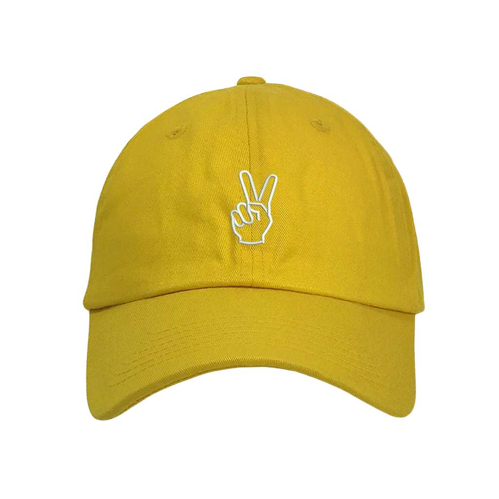 Yellow baseball cap embroidered with peace hands - DSY Lifestyle