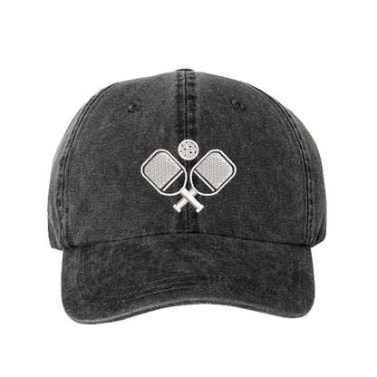 Black Pickle Ball Washed Statement Baseball Hat – a washed, relaxed-fit statement cap designed for everyday comfort and real-life moods. Trendy, adjustable, and effortlessly stylish. - DSY Lifestyle