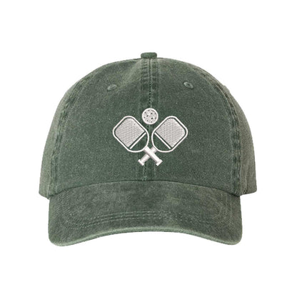 Dark Green Pickle Ball Washed Statement Baseball Hat – a washed, relaxed-fit statement cap designed for everyday comfort and real-life moods. Trendy, adjustable, and effortlessly stylish. - DSY Lifestyle