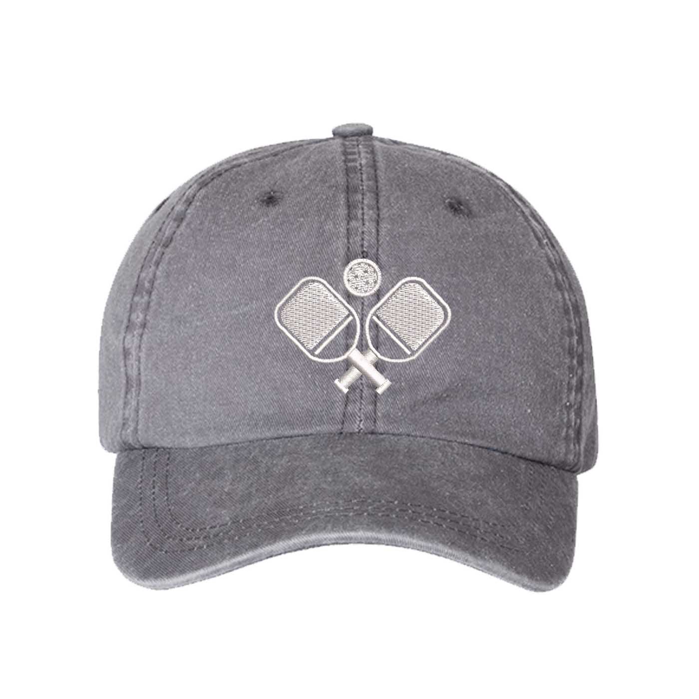 Gray Pickle Ball Washed Statement Baseball Hat – a washed, relaxed-fit statement cap designed for everyday comfort and real-life moods. Trendy, adjustable, and effortlessly stylish. - DSY Lifestyle