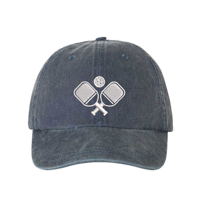 Navy Blue Pickle Ball Washed Statement Baseball Hat – a washed, relaxed-fit statement cap designed for everyday comfort and real-life moods. Trendy, adjustable, and effortlessly stylish. - DSY Lifestyle