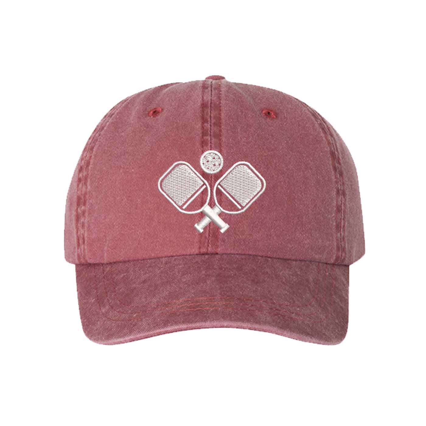 Wine Pickle Ball Washed Statement Baseball Hat – a washed, relaxed-fit statement cap designed for everyday comfort and real-life moods. Trendy, adjustable, and effortlessly stylish. - DSY Lifestyle