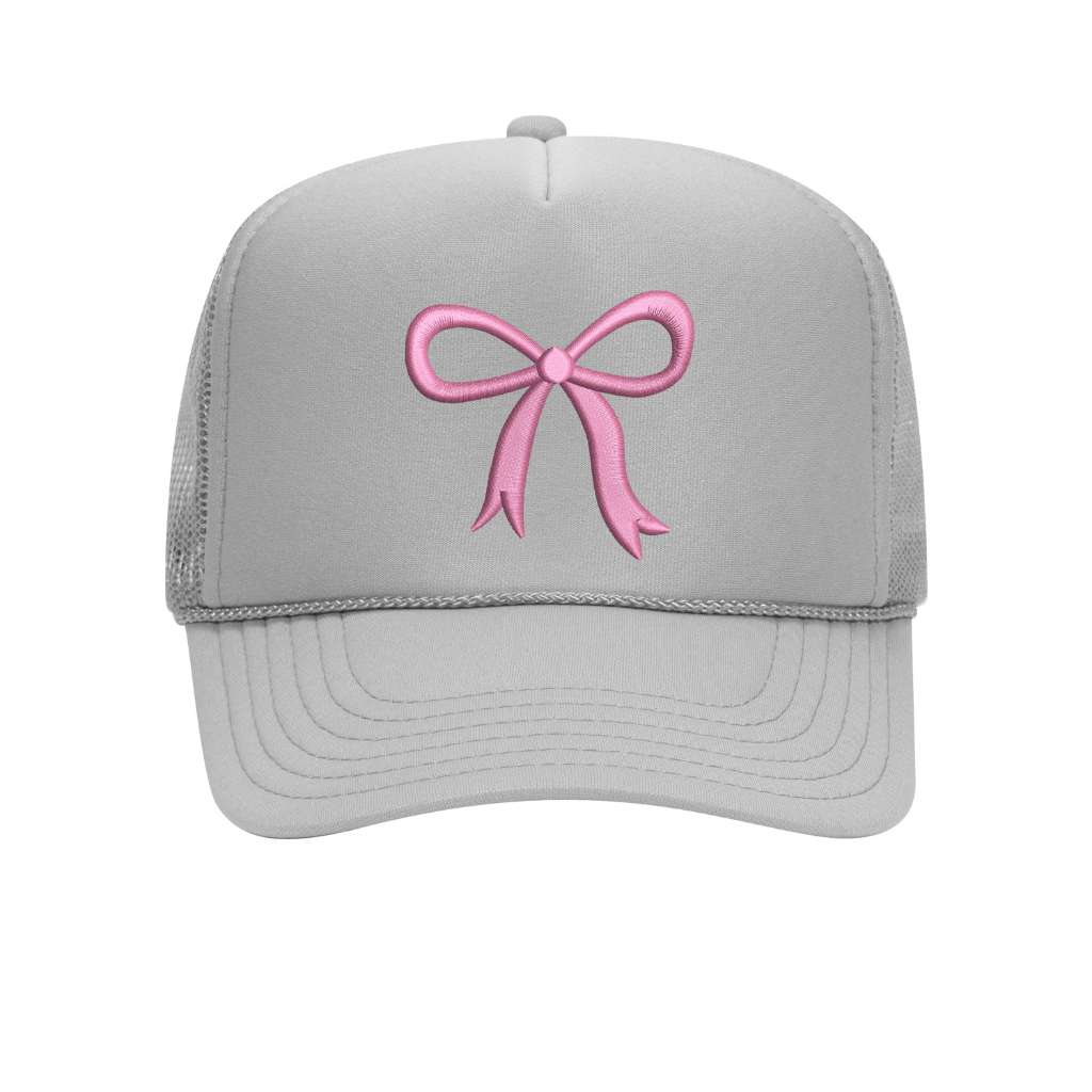 Grey Foam trucker hat embroidered with a pink ribbon-DSY Lifestyle