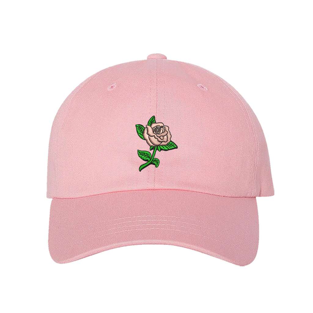 Pink baseball cap embroidered with a Pink Rose - DSY Lifestyle