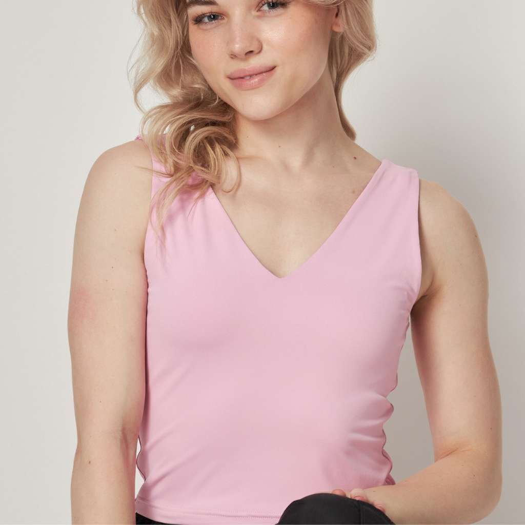 Women wearing Light Pink vneck top - DSY Lifestyle 