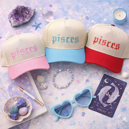 Pisces Zodiac Two-Tone Embroidered Baseball Hat