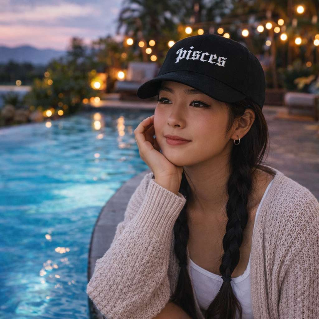 Woman wearing an embroidered pisces&