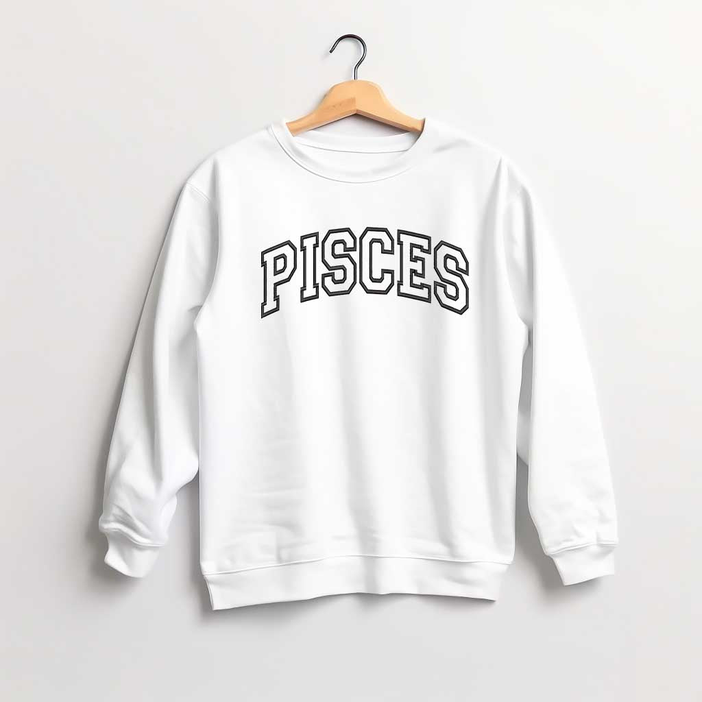 White sweatshirt embroidered with &
