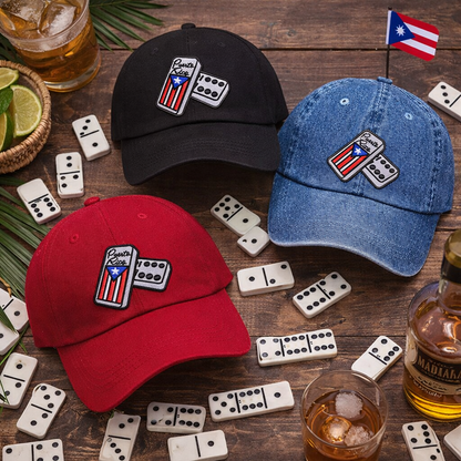 Puerto Rico Dominoes Embroidered Baseball Hat