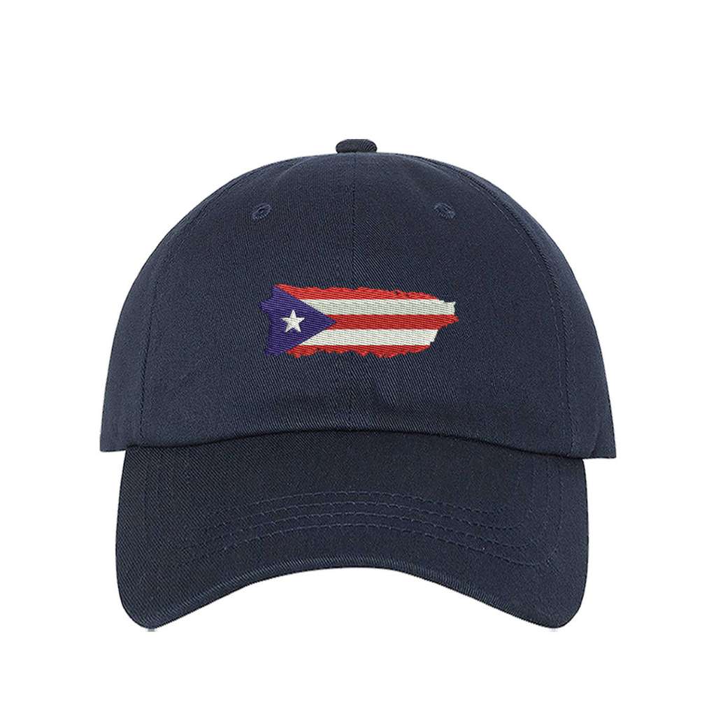 Navy baseball hat embroidered with a map in the shape of Puerto Rico Island - DSY Lifestyle