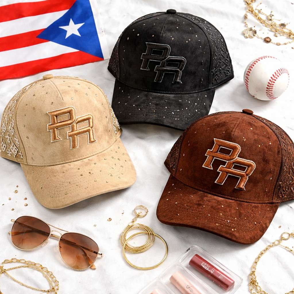Puerto Rico PR Rhinestone Trucker Hat | Embroidered Puerto Rican ...