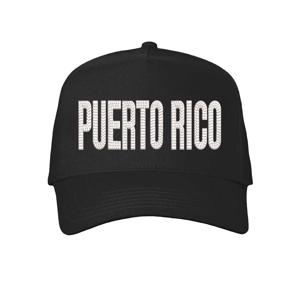 Solid Black Puerto Rico Boricua embroidered 5-panel baseball hat. A statement baseball hat for women who love culture, street style, and effortless outfits. - DSY Lifestyle.
