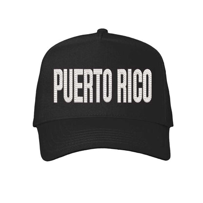Solid Black Puerto Rico Boricua embroidered 5-panel baseball hat. A statement baseball hat for women who love culture, street style, and effortless outfits. - DSY Lifestyle.