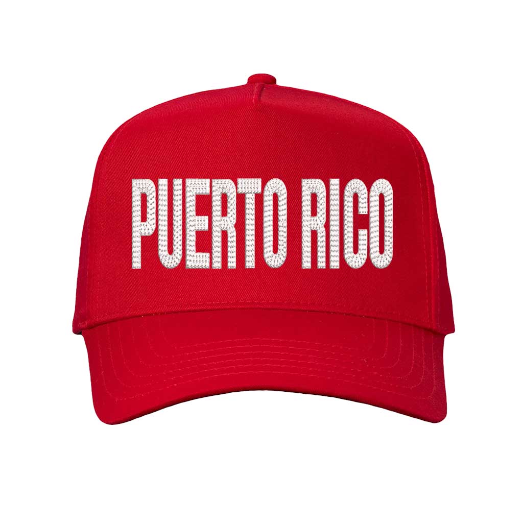 Solid Red Puerto Rico Boricua embroidered 5-panel baseball hat. A statement baseball hat for women who love culture, street style, and effortless outfits. - DSY Lifestyle.
