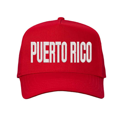 Solid Red Puerto Rico Boricua embroidered 5-panel baseball hat. A statement baseball hat for women who love culture, street style, and effortless outfits. - DSY Lifestyle.