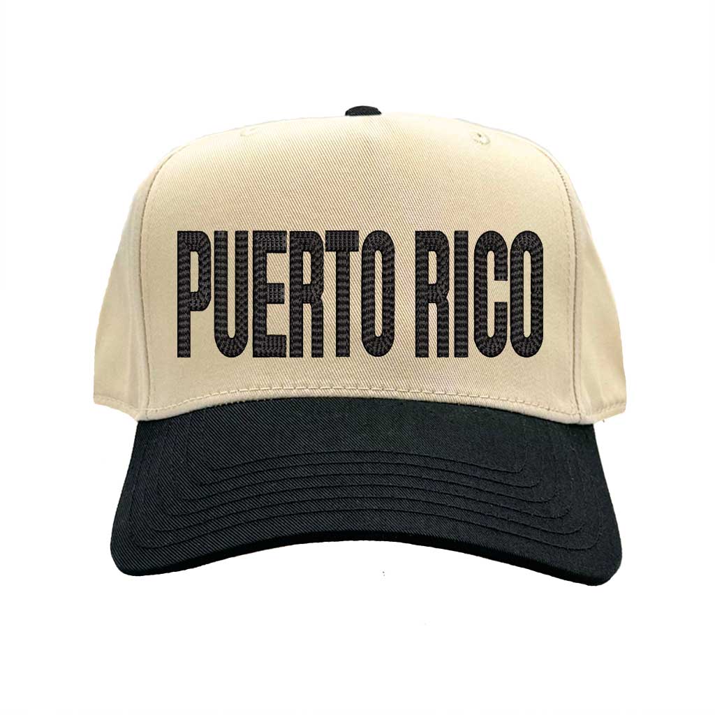 Natural Black Puerto Rico Boricua embroidered two-tone baseball hat. A statement baseball hat for women who love culture, street style, and effortless outfits. - DSY Lifestyle.