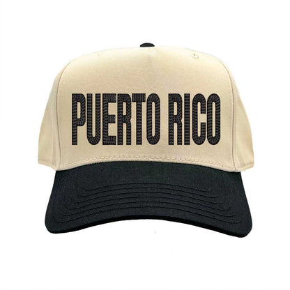 Natural Black Puerto Rico Boricua embroidered two-tone baseball hat. A statement baseball hat for women who love culture, street style, and effortless outfits. - DSY Lifestyle.
