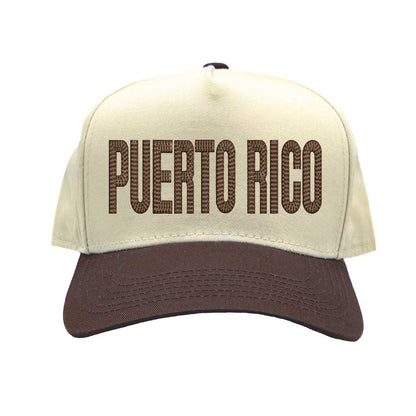 Natural Brown Puerto Rico Boricua embroidered two-tone baseball hat. A statement baseball hat for women who love culture, street style, and effortless outfits. - DSY Lifestyle.