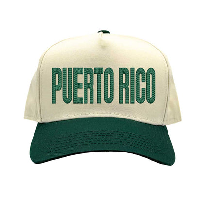 Natural Forest Green Puerto Rico Boricua embroidered two-tone baseball hat. A statement baseball hat for women who love culture, street style, and effortless outfits. - DSY Lifestyle