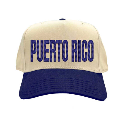 Natural Navy Blue Puerto Rico Boricua embroidered two-tone baseball hat. A statement baseball hat for women who love culture, street style, and effortless outfits. - DSY Lifestyle.