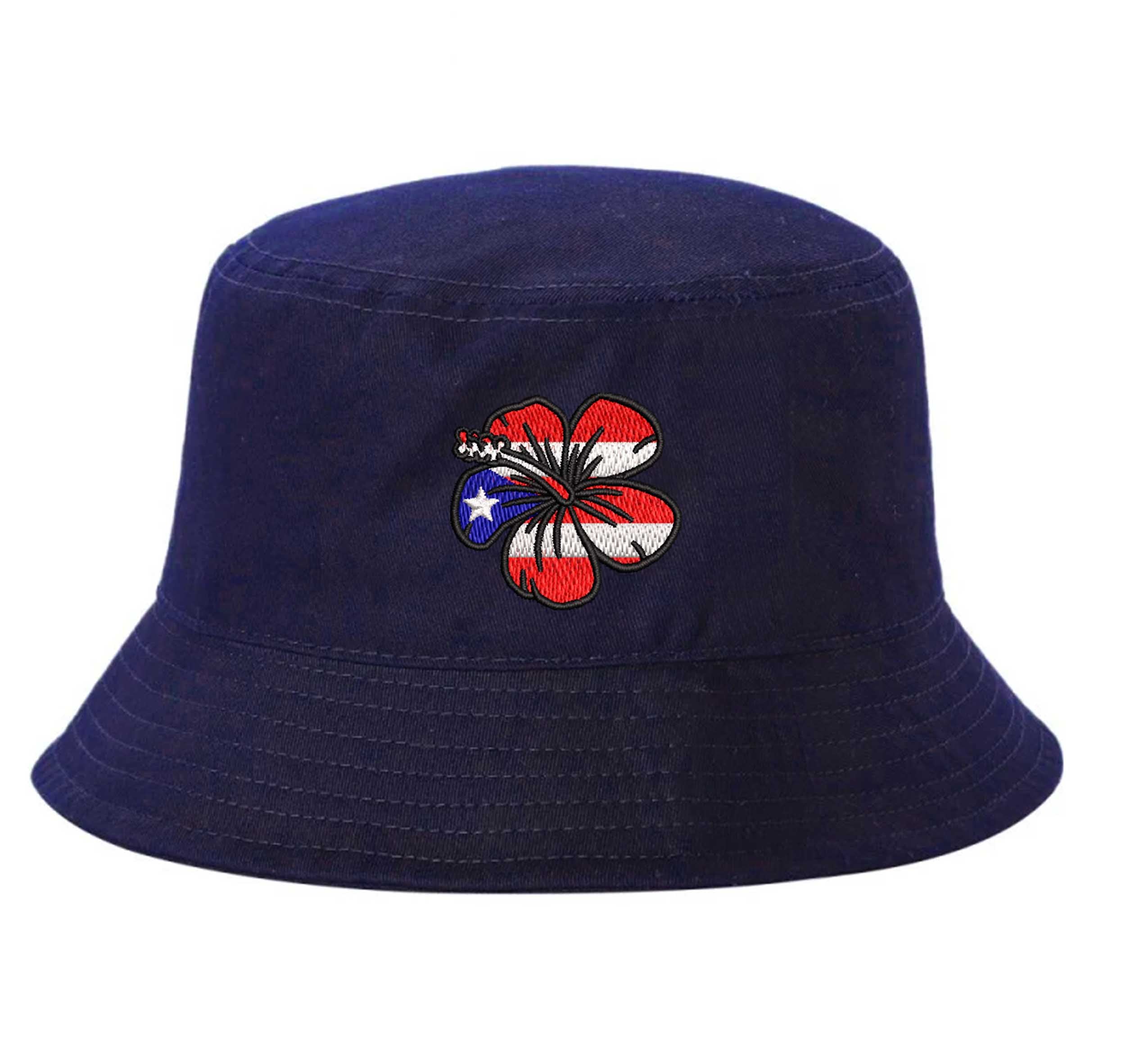 Puerto Rico amapola flower embroidered bucket hat Boricua pride statement hat