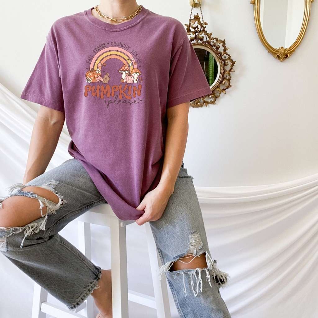 Berry Fall Breeze Crunchy Leaves Pumpkin Please Unisex Washed Tshirt