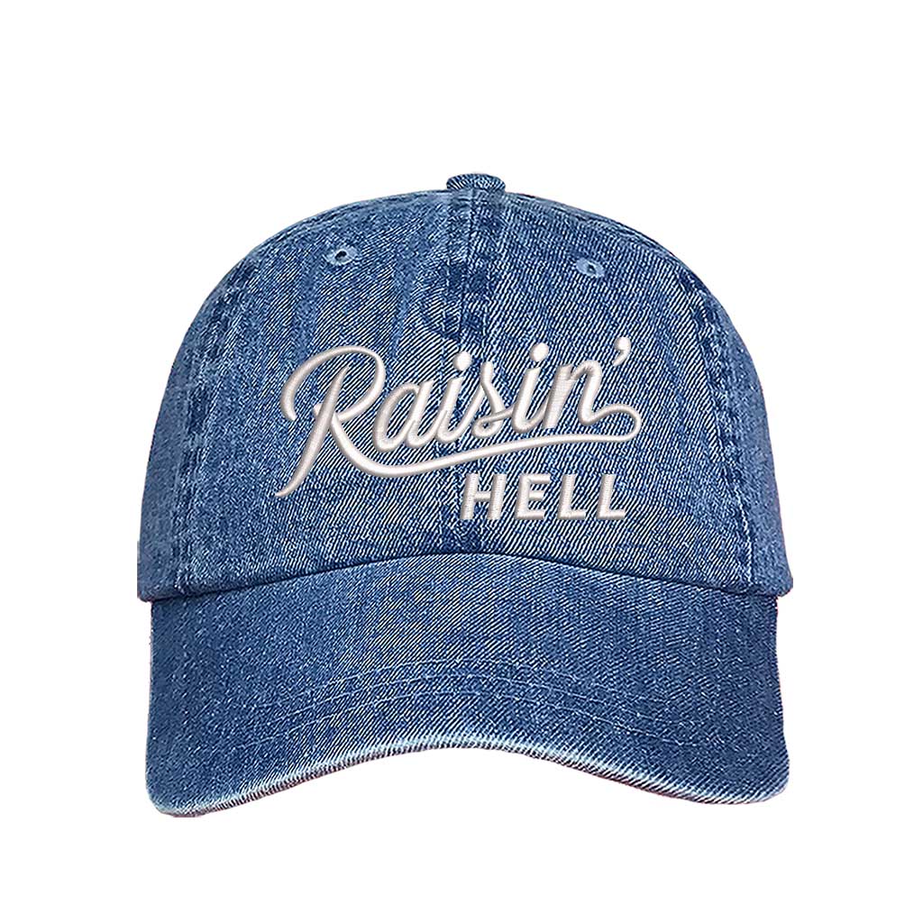 Light Denim Bold, embroidered hat with a rebellious message, perfect for those who love to make a statement – DSY Lifestyle