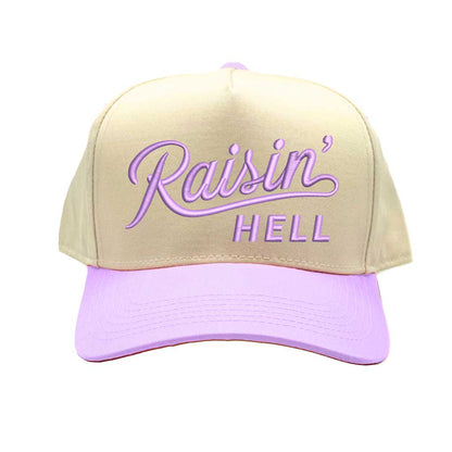 Natural Lavender Raisin Hell Spring 5-Panel Two-Tone Embroidered Baseball Hat – A rebellious, embroidered cap with a fresh two-tone design, perfect for those who live unapologetically – DSY Lifestyle