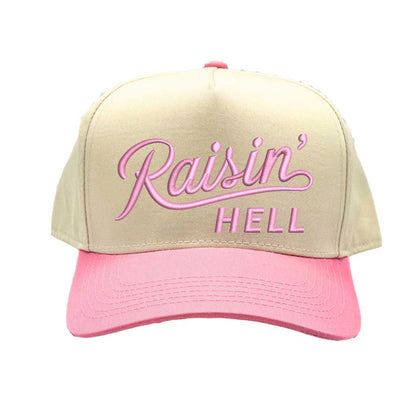 Natural Pink Raisin Hell Spring 5-Panel Two-Tone Embroidered Baseball Hat – A rebellious, embroidered cap with a fresh two-tone design, perfect for those who live unapologetically – DSY Lifestyle