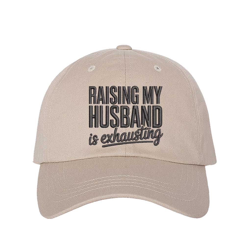 Stone Raising My Husband Is Exhausting Embroidered Baseball Hat with curved brim and adjustable hook an loop closure, perfect funny wife gift – DSY Lifestyle