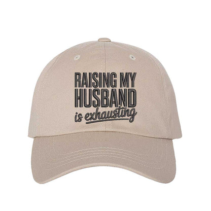 Stone Raising My Husband Is Exhausting Embroidered Baseball Hat with curved brim and adjustable hook an loop closure, perfect funny wife gift – DSY Lifestyle