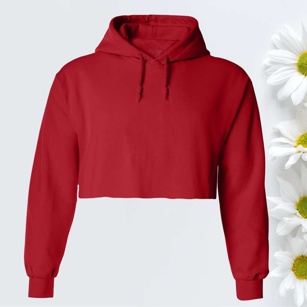 Red unisex oversized cropped hoodie with a raw edge - DSY Lifestyle