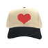 Natural Black Red Heart Two-Tone Baseball Hat, a trendy heart-embroidered accessory perfect for Valentine&