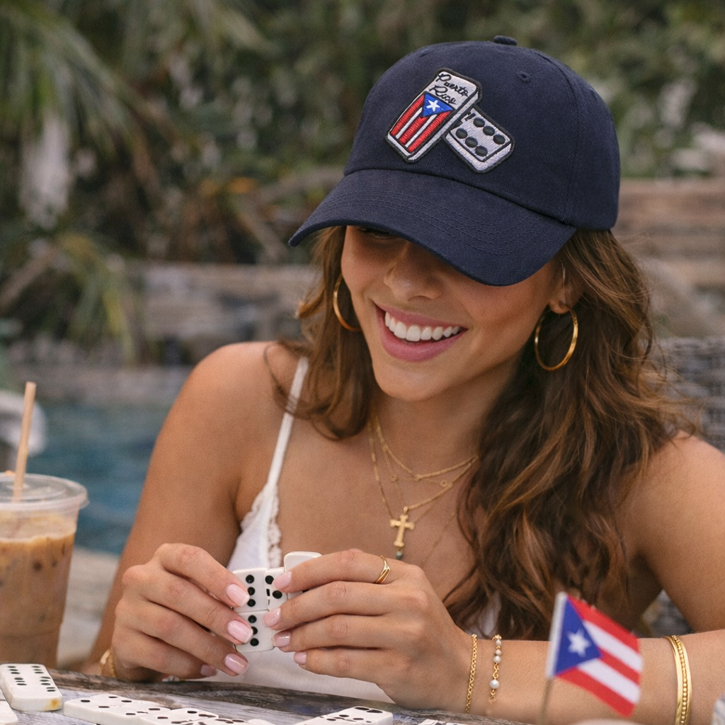 Puerto Rico Dominoes Embroidered Baseball Hat