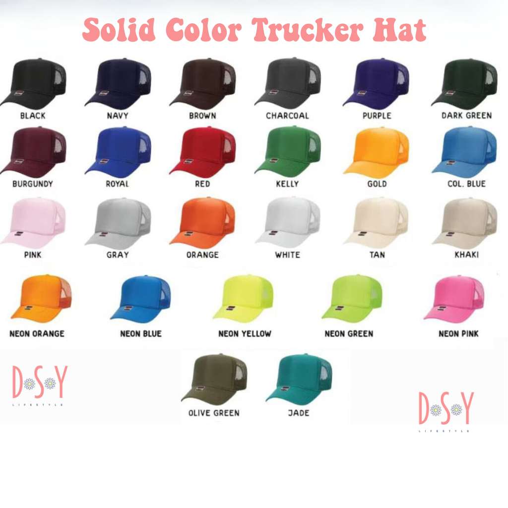 Color chart for foam trucker hats