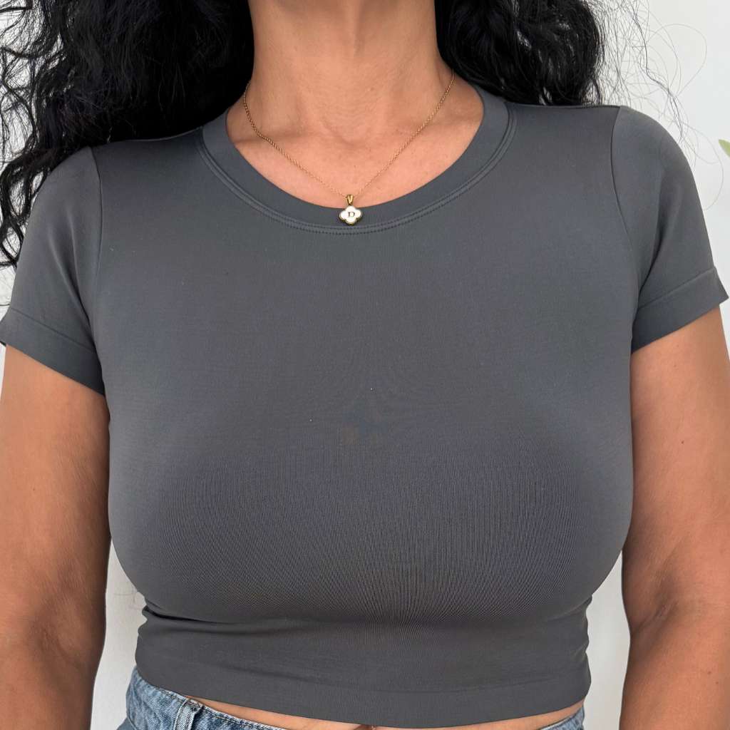 Solid Short Sleeve Knit Top