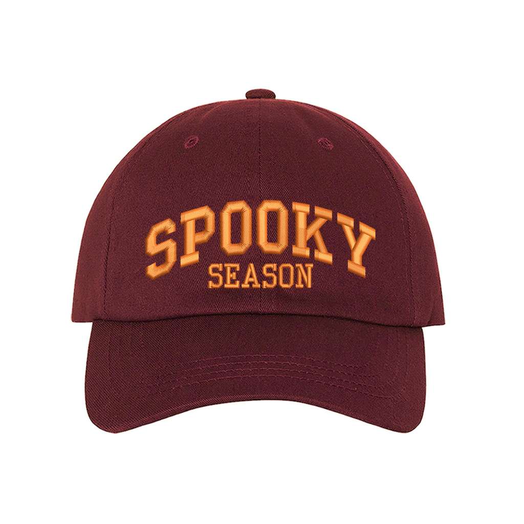 Buurgundy baseball hat embroidered with spooky season - DSY Lifestyle