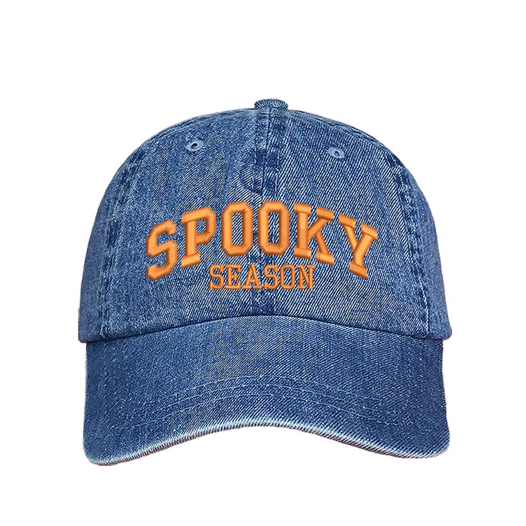 Light Denim baseball hat embroidered with spooky season - DSY Lifestyle