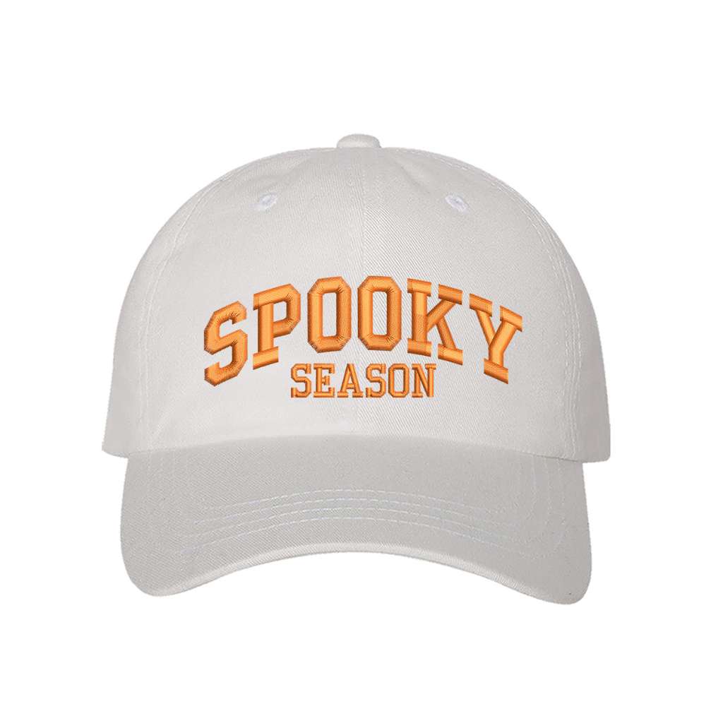 White baseball hat embroidered with spooky season - DSY Lifestyle