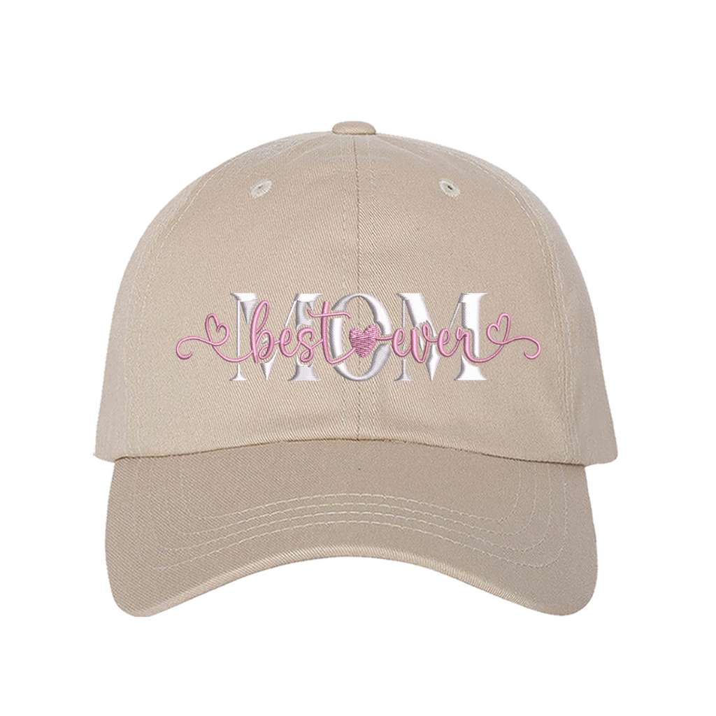Stone baseball hat embroidered with the phrase best mom ever- DSY Lifestyle