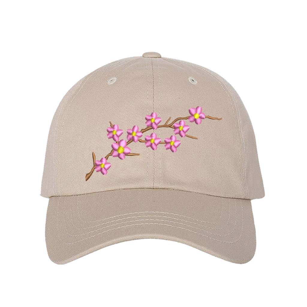 Stone baseball hat embroidered with a cherry blossom- DSY Lifestyle