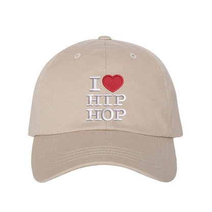 Stone baseball hat embroidered with the phrase i love hip hop but love is a heart- DSY Lifestyle